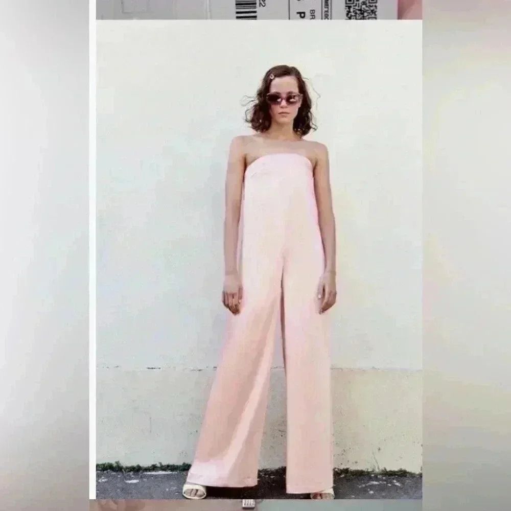 Zara pink wide leg jumpsuit